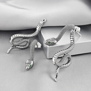 Front and Back Gothic Snake Ear Jacket Earrings Reptile Serpent Fake Gauge Animal Earrings Witchy Statement Earrings Unique Jewelry Gift