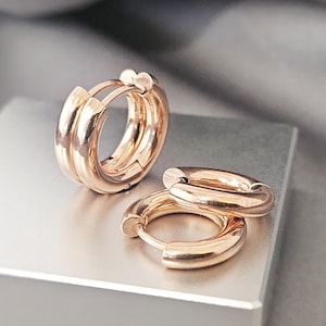 3 MM Einfache Dicke Kleine Rose Gold Huggies Hoop Ohrringe Chirurgenstahl Plain Creolen Knorpel Hoop Schmuck Geschenk Rosa Rose Gold Schläfer Ohrring