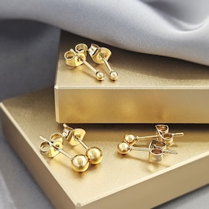 Simple Tiny Ball Gold Stud Earrings, Surgical Steel Geometric Small Studs, Minimalist Dainty Gold Stud Earrings Jewelry Gift, Cartilage Stud