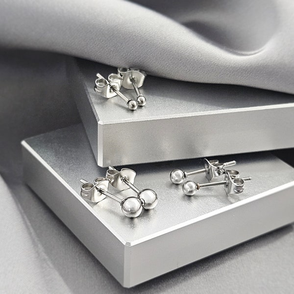 Simple Tiny Ball Stud Earrings, Surgical Steel Punk Dainty Studs, Minimalist Geometric Stud Earrings Jewelry Gift
