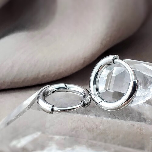 316L Stainless Steel Small Hoop Earrings 8mm Hypoallergenic Huggie Hoop Earrings Helix Lobes Hinged Sleeper Earrings Cartilage Piercings