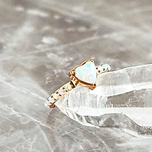Titanium Gold Heart Opal Hoop Cartilage Earrings, 16G Implant Grade Helix Hoop Ring, Fire Opal Hinge Hoop Daith Cartilage Ring