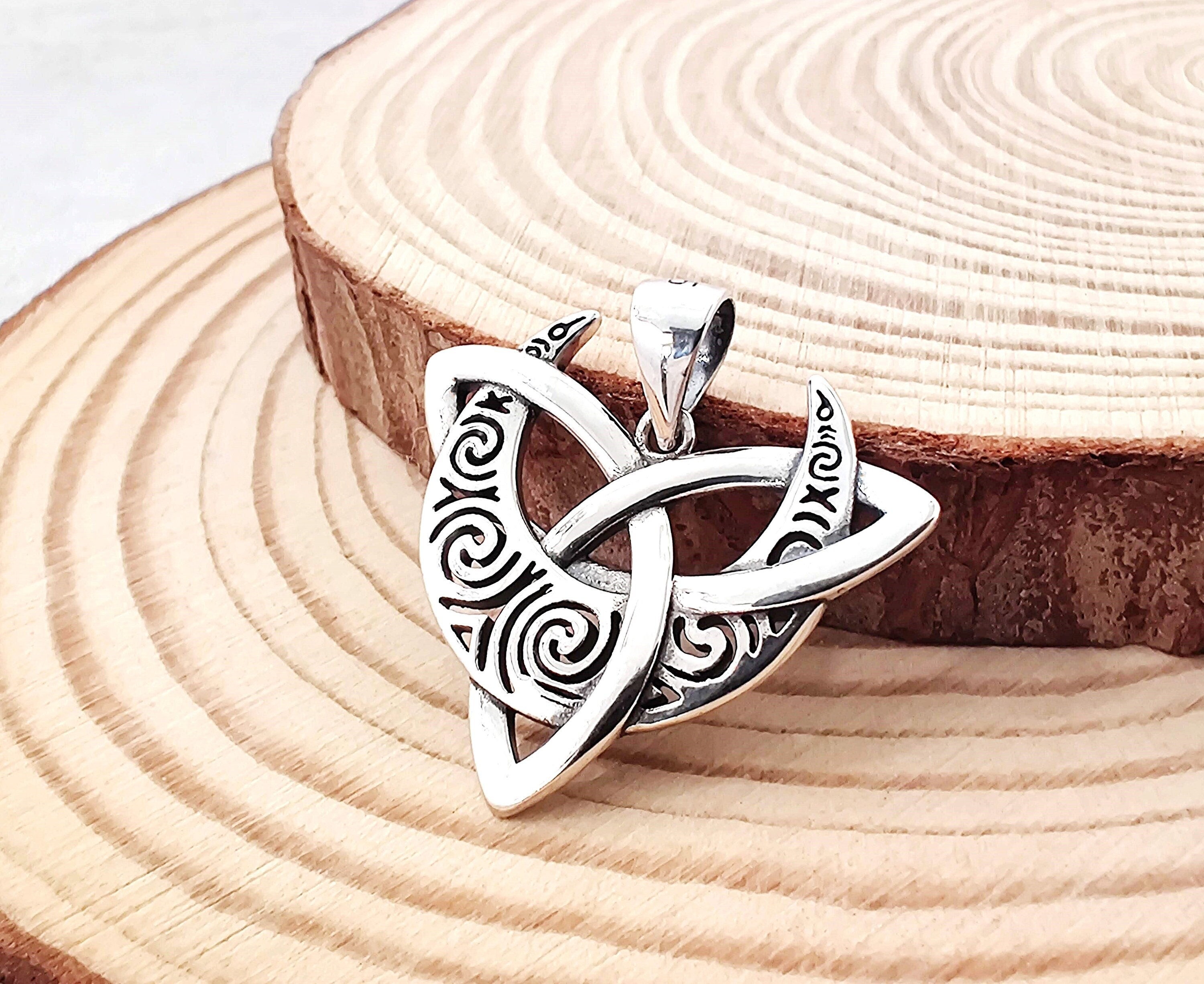 Fashion Silver Crescent Moon Irish Celtics Triquetra Knot Pendant Necklace  Jewelry For Men Women, Christmas Gifts - Temu