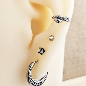 Moon Phase Hoops Earrings Surgical Steel Celestial Jewelry Gift Emo Punk Grunge Moon Earrings Boho Moon Stars Hoop Earrings Gift for Her image 5