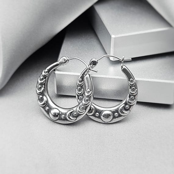 Moon Phase Hoops Earrings Surgical Steel Celestial Jewelry Gift Emo Punk Grunge Moon Earrings Boho Moon Stars Hoop Earrings Gift for Her