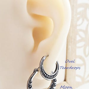 Moon Phase Hoops Earrings Surgical Steel Celestial Jewelry Gift Emo Punk Grunge Moon Earrings Boho Moon Stars Hoop Earrings Gift for Her image 2