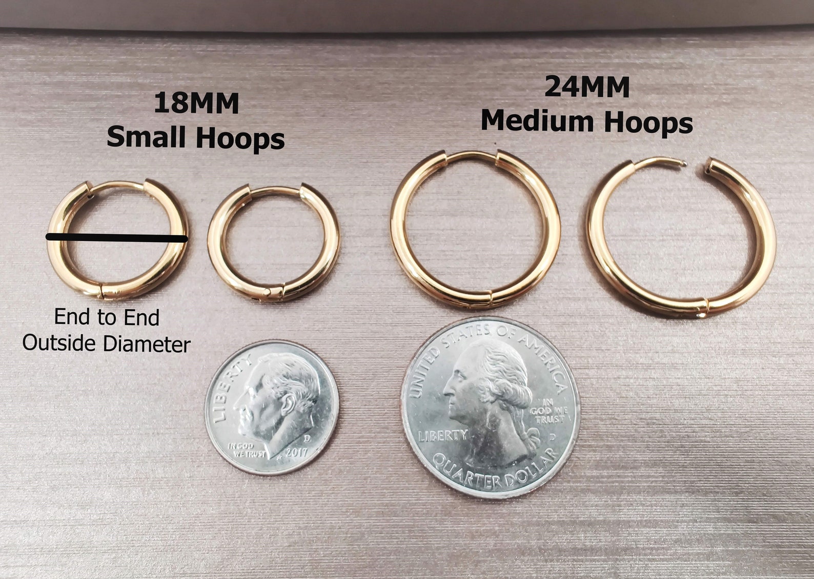 Classic 24MM Medium Gold Hoop Earrings Surgical Steel Hoops Etsy