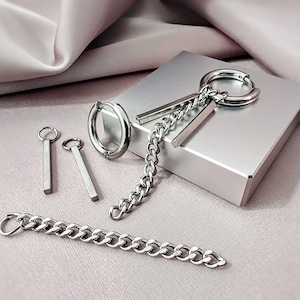 Hoop Earrings with Bars & Chain Charms, Convertible 4 in 1 Charm Hoop Earrings, Surgical Steel Cool Hoop Earrings Removable Charms