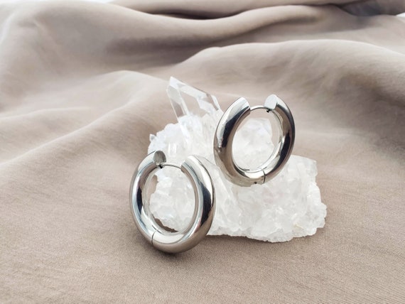 Surgical steel large hoop earrings deals