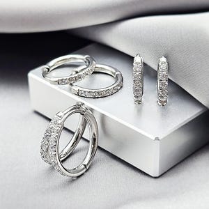 Sparkly Dainty Huggie Hoop Earrings Minimalist Cz Hoop Jewelry Gift Surgical Steel Cartilage Helix Conch Tragus Hoop Tiny Hoop Earrings Gift