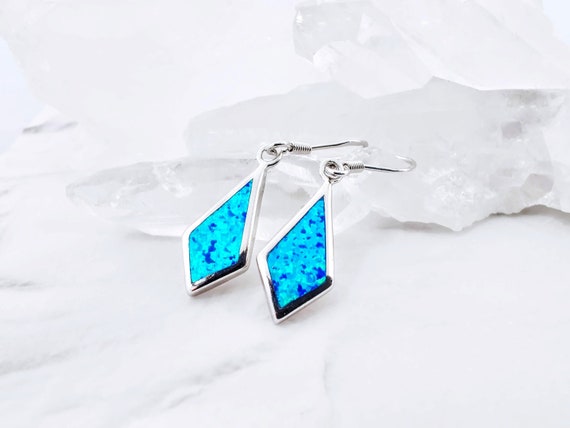 Blue opal silver best sale earrings