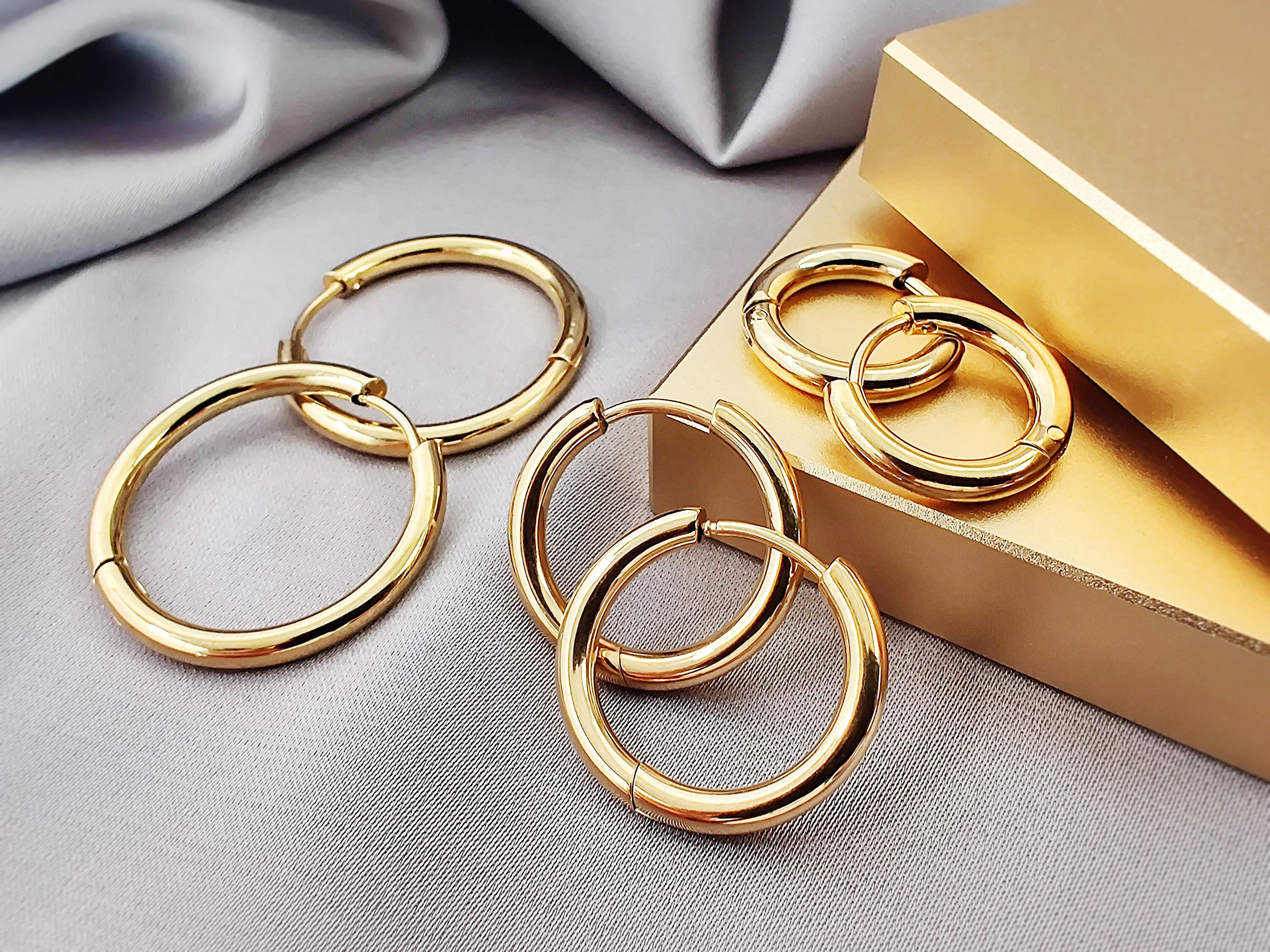 Ohrringe Creolen Aus 925 Sterling Silber – Hypoallergen, 19x19 Mm, In Silber, Rosegold & Gold, Mit Geschenkbox