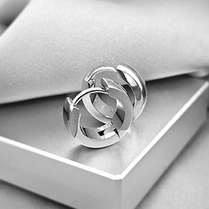 4MM Thick Plain Huggies Hoop Earrings, Surgical Steel Huggies, Minimalist Small Hoop Earrings for Men, Unisex Simple Earrings Jewelry Gift