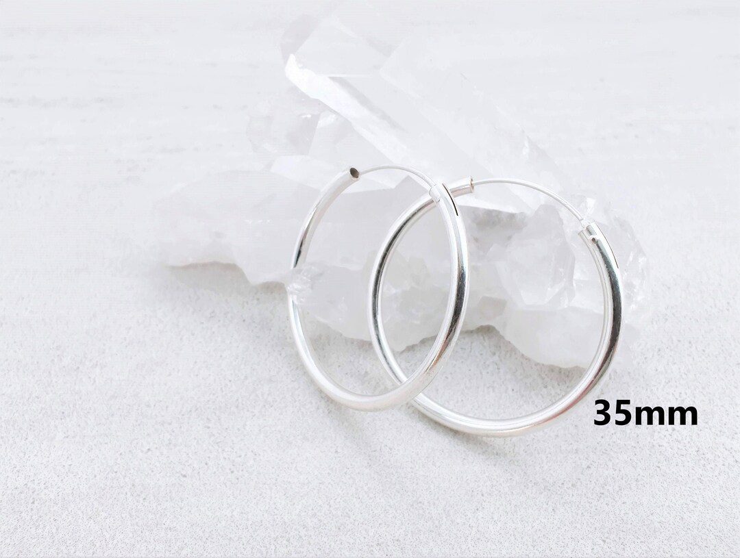 Unisilver 925 Sterling Silver Unisilver Hoop Earrings 35MM Large