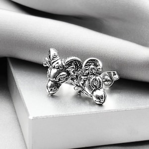Viking Ram CZ Eyes Stud Earrings Men Surgical Steel Animal Viking Jewelry Gift for Him Ram Horn Head Unique Gothic Earrings Jewelry Gift Men