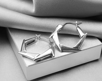Cyberpunk Spike Hoop Earrings Surgical Steel Punk Grunge Rock Star Jewelry Statement Gothic Hoops Edgy Cool Cosplay Earrings for Men Gift