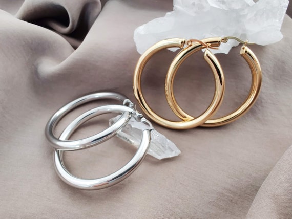 Surgical steel large hoop earrings clearance