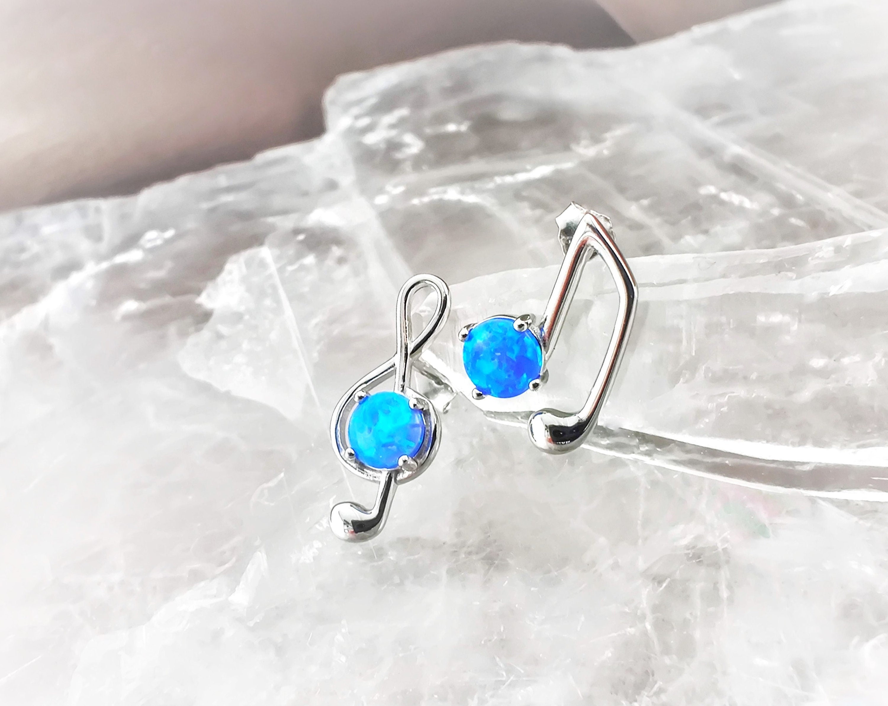 Blue opal earrings silver deals