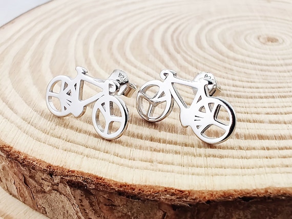 Sterling silver bicycle earrings clearance