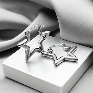 Y2K Star Hoop Earrings Celestial Earrings Cool Punk Grunge Earrings Star Earrings Jewelry Gift Unique Earrings Gift Y2K Jewelry