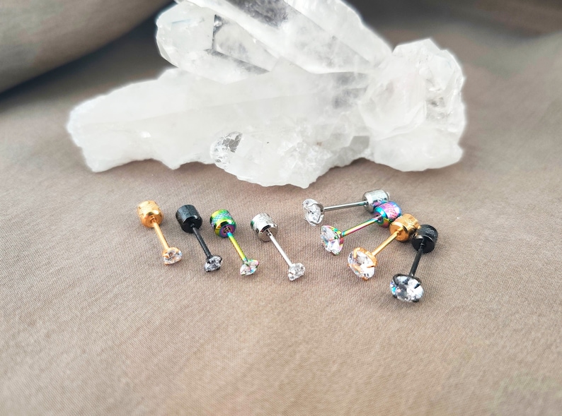 20G 5MM Reversible 2 in 1 CZ Gold Stud Earrings Surgical Etsy