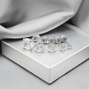 20G Minimalist Round CZ Stud Earrings Surgical Steel Simple Cartilage Earrings Multiple Piercings No Poke Backing Sleepers Earring Gift Girl