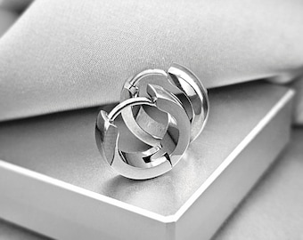 4MM Thick Plain Huggies Hoop Earrings, Surgical Steel Huggies, Minimalist Small Hoop Earrings for Men, Unisex Simple Earrings Jewelry Gift