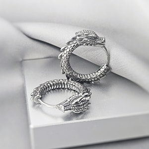 Boucles d'oreilles dragon cool pour homme, bijoux dragon antique en acier chirurgical pour lui, boucles d'oreilles dragon gothiques avant-gardistes, cadeau boucles d'oreilles dragon unique