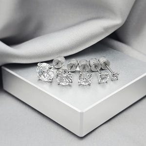 20G Minimalist Round CZ Stud Earrings Surgical Steel Simple Cartilage Earrings Multiple Piercings No Poke Backing Sleepers Earring Gift Girl