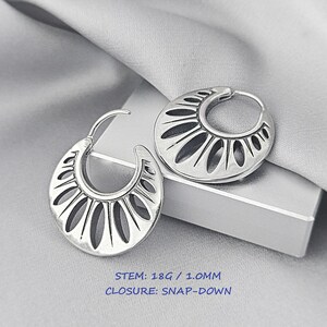 Sand Dollar Boho Hoop Earrings Surgical Steel Bohemian Earrings Unique Tribal Jewelry Gift for Her Seashell Stainless Steel Hoop Earrings image 4