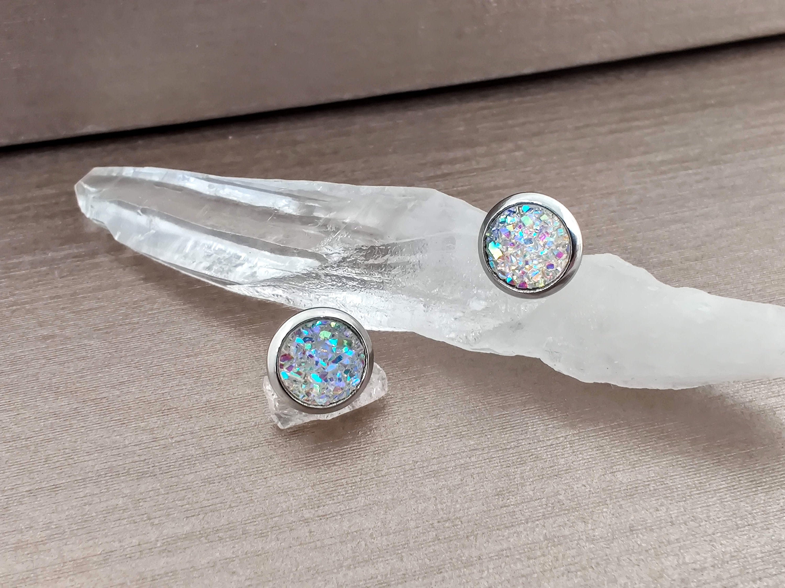 Iridescent drusy shop stone