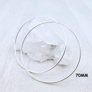 Créoles extra larges et fines en argent sans fin 70 mm, créoles en argent continu de 1,5 mm d'épaisseur, créoles Infinity classiques en argent sterling 925