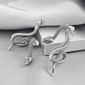 Vorder und Rückseite Gothic Schlange Ohr Jacke Ohrringe Reptil Schlange Fake Gauge Tier Ohrringe Witchy Statement Ohrringe Einzigartige Schmuck Geschenk