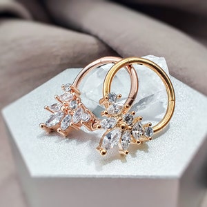 16G Cascade Marquise CZ Septum Nase Hoop Ring, Kristalle Knorpel Daith Hoop Ohrringe, Klappsegment Clicker Hoop