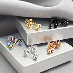 Minimalist Ball Steel Stud Earrings Surgical Steel Small Stud Earrings Simple Gold Stud Earrings Tiny Black Earrings Rose Gold Jewelry Gift