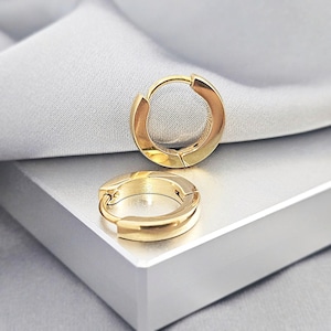 Basic Gold Hoop Huggies Earrings, Surgical Steel Huggies Earrings, Minimalist Small Hoop Earrings, Cartilage Gold Hoop, Simple Earrings Men