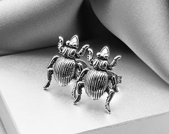 Beetle Bug Stud Earrings Surgical Steel Insect Jewelry Gothic Jewelry Dark Academia Earrings Creepy Cool Quirky Unique Edgy Gift for Men