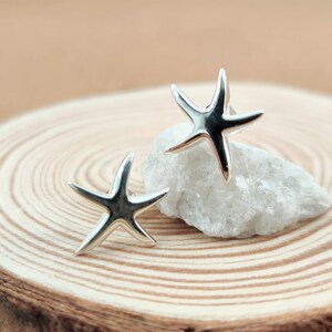 Large Starfish 925 Silver Earrings Stud, Starfish Sterling Silver Earrings, Post Stud Silver Earrings, Hawaiian Ocean Silver Jewelry
