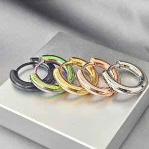3MM Classic Black Rainbow Gold Rose-Gold Steel Huggies Hoop Earrings Simple Surgical Steel Small Hoop Earrings Cartilage Hoop Jewelry Gift
