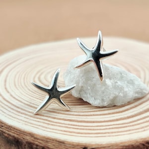 Großer Seestern 925er Silber Ohrstecker, Seestern Sterlingsilberohrringe, Post Ohrstecker Silberohrringe, Hawaiian Ocean Silberschmuck