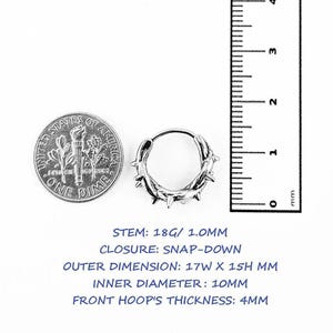 Barbed Wire Small Steel Hoop Earrings, Cool Edgy Emo Gothic Hoop Earrings for Men, Surgical Steel Boho Grunge Punk Jewelry Gift for Him image 9
