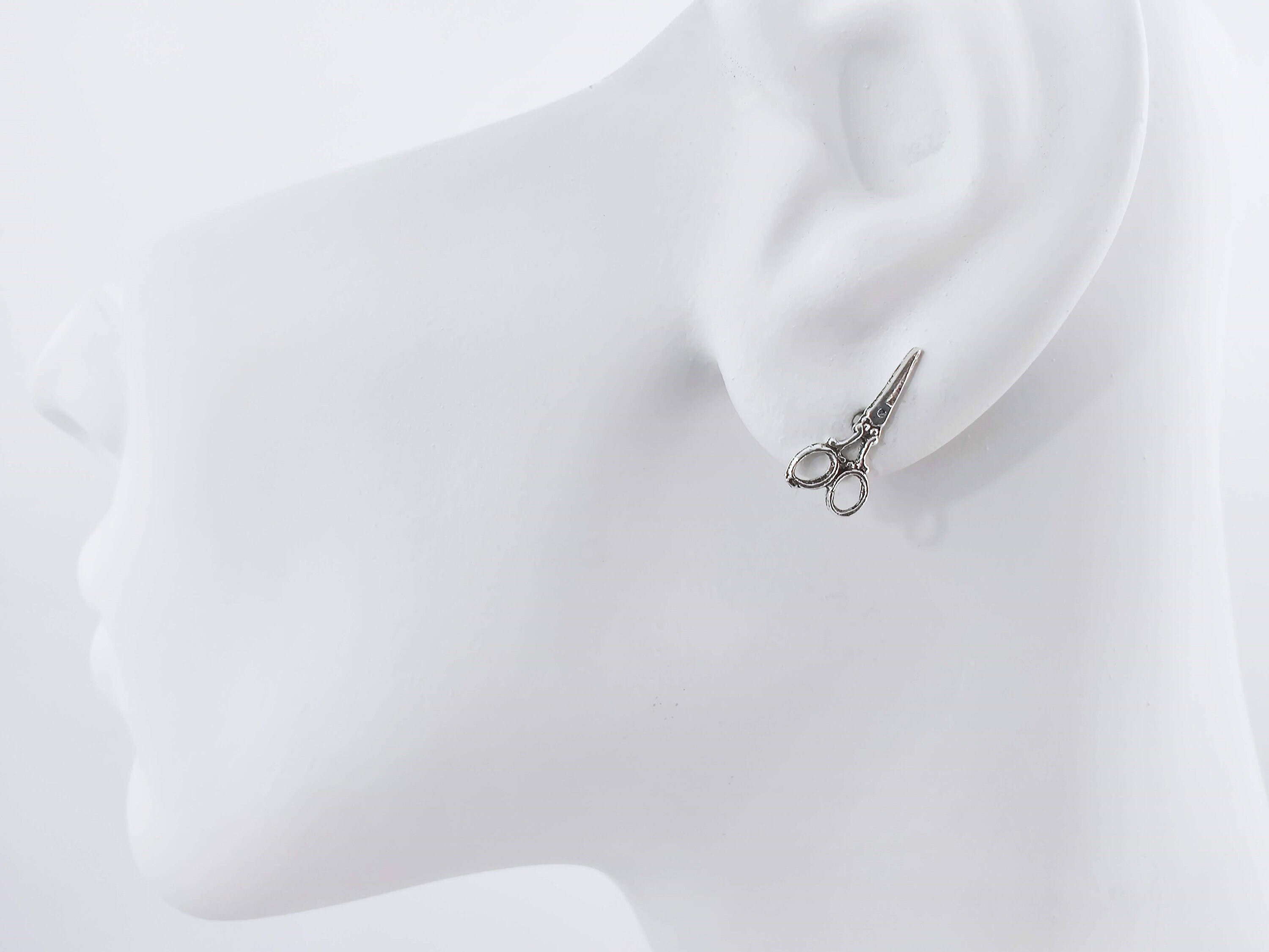 Antique Scissor Silver Stud Earrings Scissor 925 Sterling Etsy