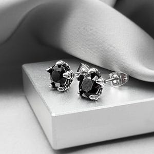 Dragon Claw Black CZ Stud Earrings Surgical Steel Gothic Punk Rock Eagle Claw Studs Dark Academia Biker Grunge Skull Jewelry Gift for Men
