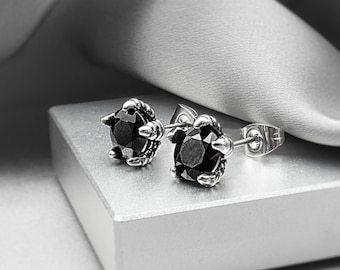 Drachenklaue Schwarz CZ Ohrstecker Ohrringe Chirurgenstahl Gothic Punk Rock Adlerkralle Ohrstecker Dark Academia Biker Grunge Schädel Schmuck Geschenk für Männer