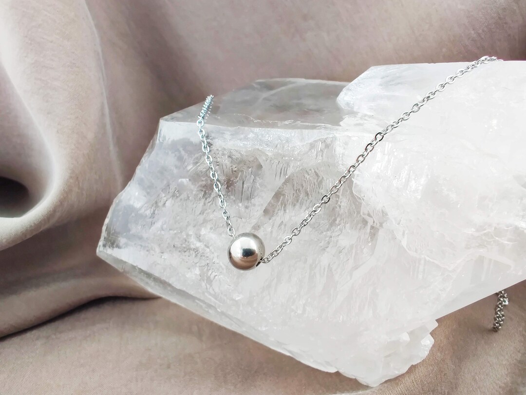 Dainty Bead Ball Pendant Necklaces, Surgical Steel Necklace, Minimalist Geometric Necklace Gift