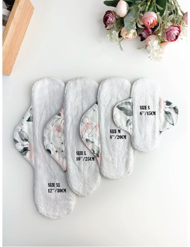 Green organic absorbent sanitary pads , washable bamboo cloth menstrual pads, washable bamboo cloth menstrual pads, certified organic image 4