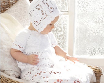 Crochet Christening Gown/Baby Crocheted Dress Set/Blessing Dress/baby set for special occasions