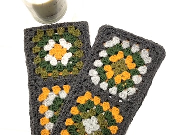 Wool handmade scarf, Crochet Granny Square Scarf, Soft Winter Accessories, Handmade Knit Scarf,