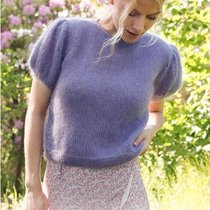 Maglione lavorato a maglia/top in mohair fatto a mano/ top a maglia con maniche a sbuffo immagine 2