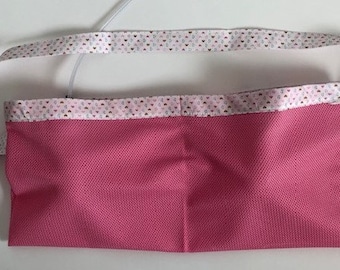 Shower JP Drain Holder Pink Breathable Mesh Shower or Daily Wear Post Surgical Drain Holder with Pink Hearts Trim